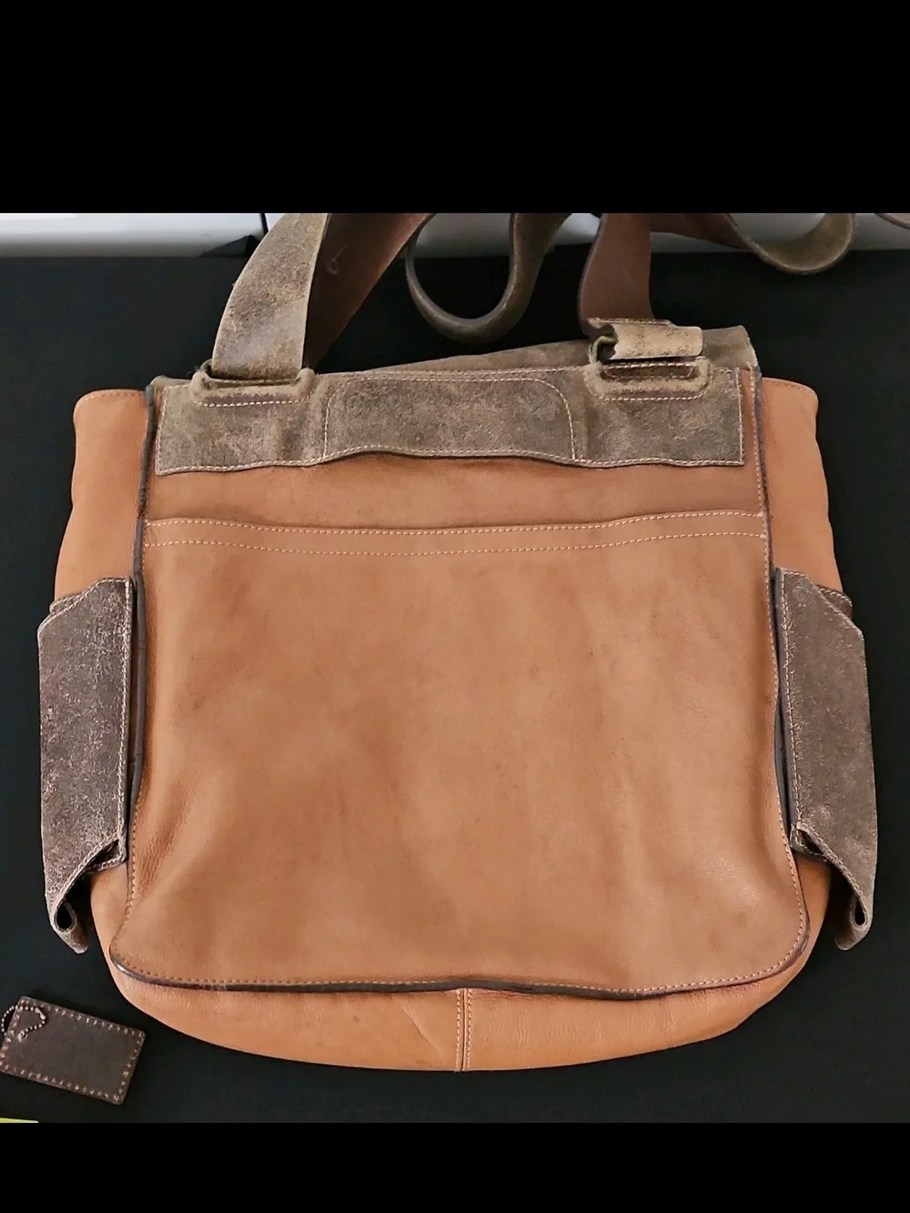 Petunia Pickle Bottom Leather Scout Brown Journey Messenger Bag Adjustable Strap